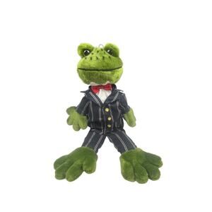 The Puppet Company Frog Green Pinstripe Gentleman Red Tie 16” Dapper Whimsical
